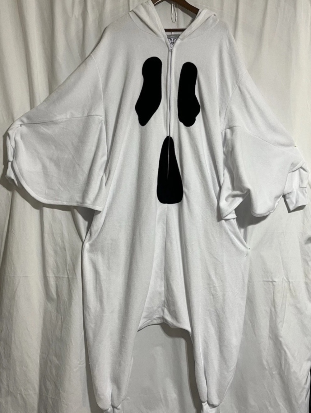 Funziez EE-864  White GhostHoodie Onesie with Black Face Design